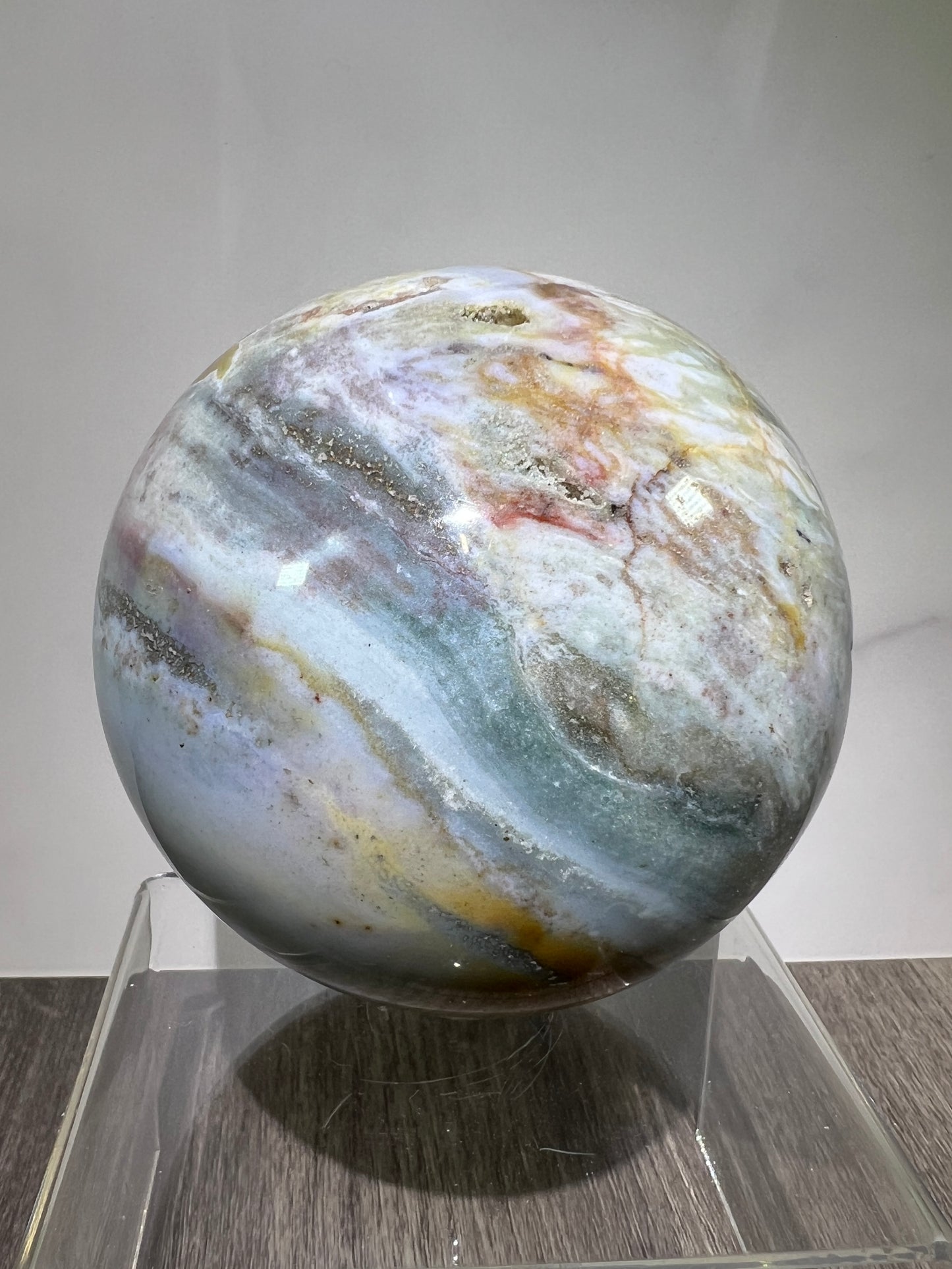 Ocean Jasper Sphere. 92mm. Large Pastel Display Crystal. Rare And Beautiful Colors!