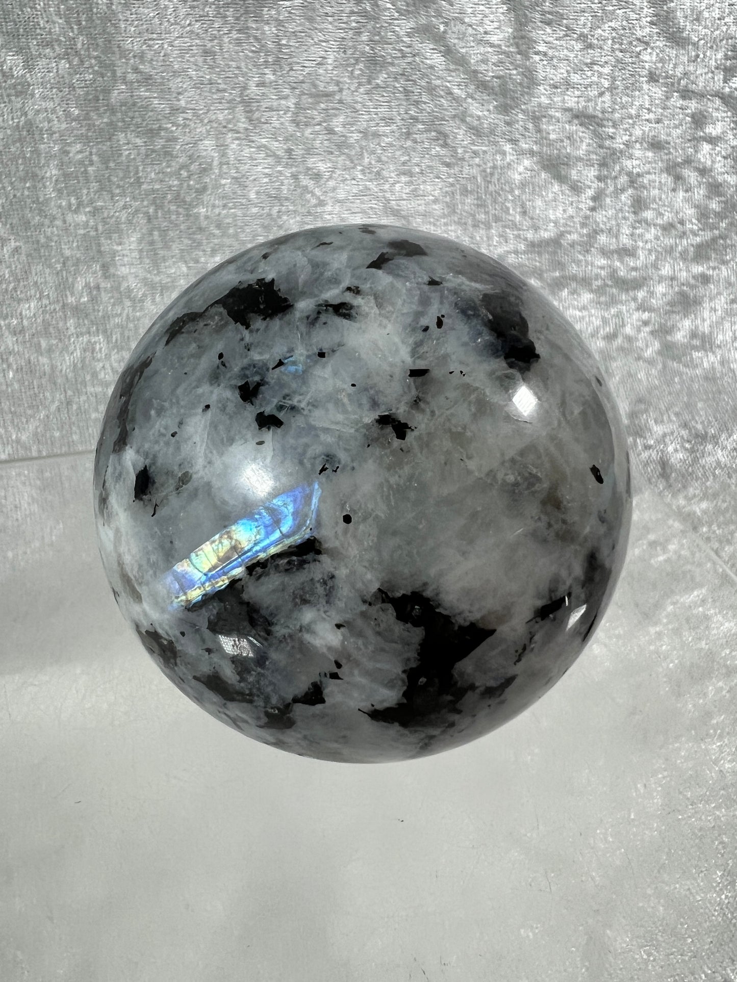 Rainbow Moonstone Sphere. 60mm. Gorgeous Rainbow And Blue Flash! High Quality Display Sphere
