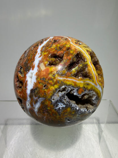 Ocean Jasper Sphere. 61mm. Beautiful Sugar Druzy Sphere. High Quality With Gorgeous Rare Colors