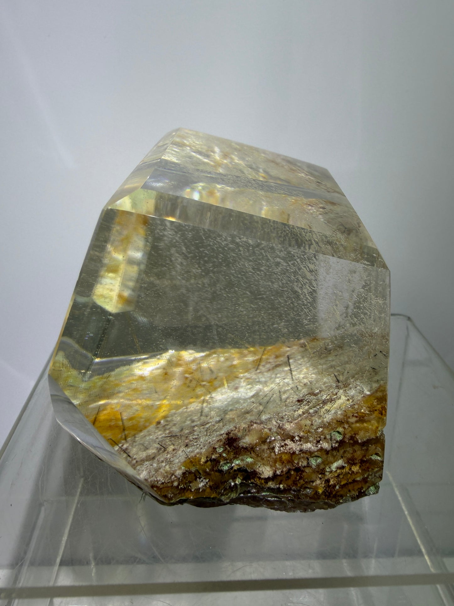 Garden Quartz Polished Freeform. Colorful Scenic Quartz With Tourmaline And Rutile From Brazil.