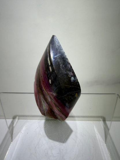 Strawberry Pink Opal Flame From Peru. Gorgeous Bright Colors And Patterns. Rare Display Crystal.