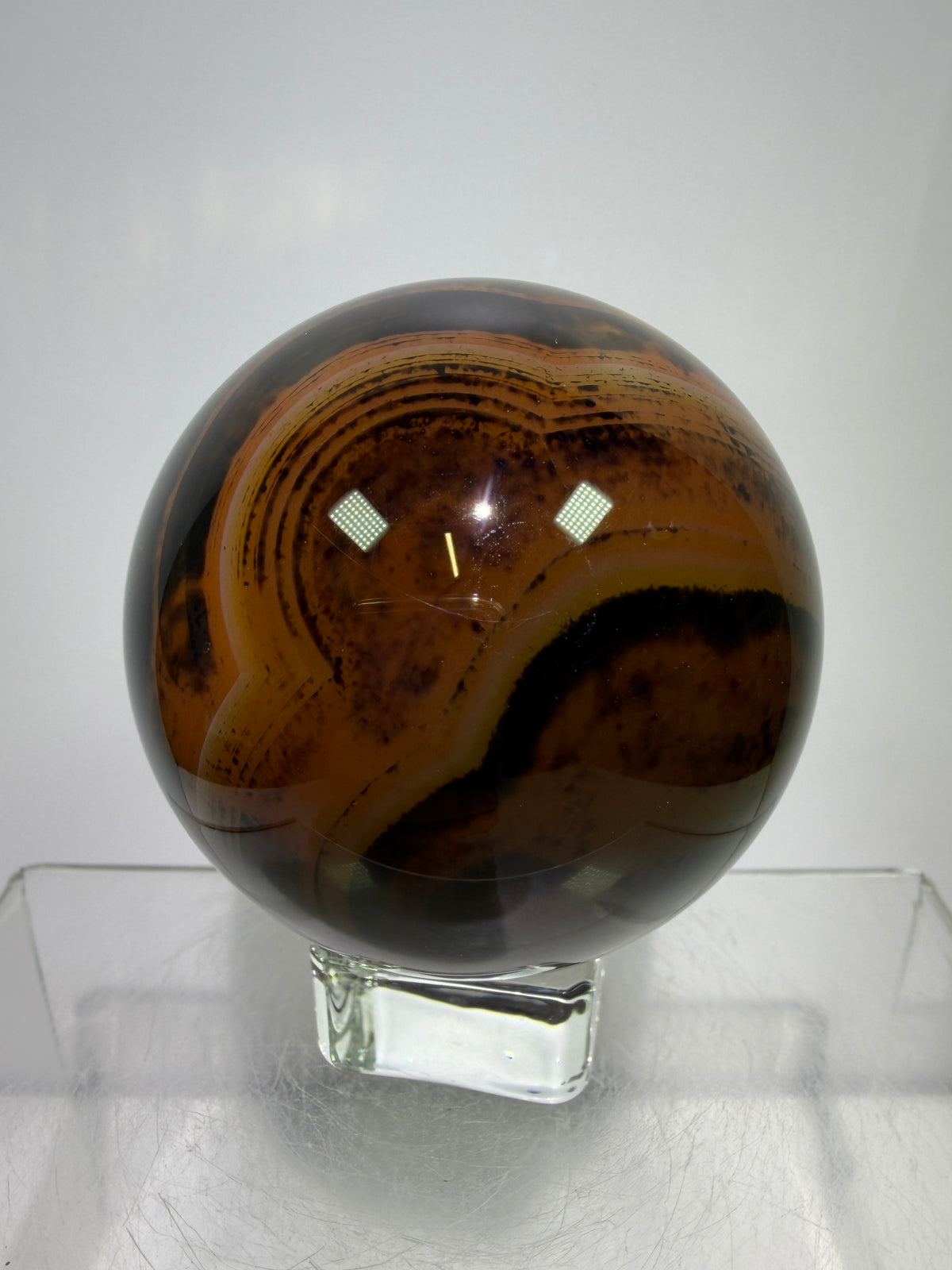Silk Agate Sphere. 61mm. Gorgeous Banded Agate From Madagascar. Stunning Colors And Patterns On This Display Sphere.