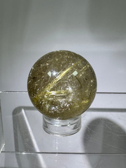 Rutile Quartz Sphere. Amazing Rare Rutile Flowers. Small But Mighty!