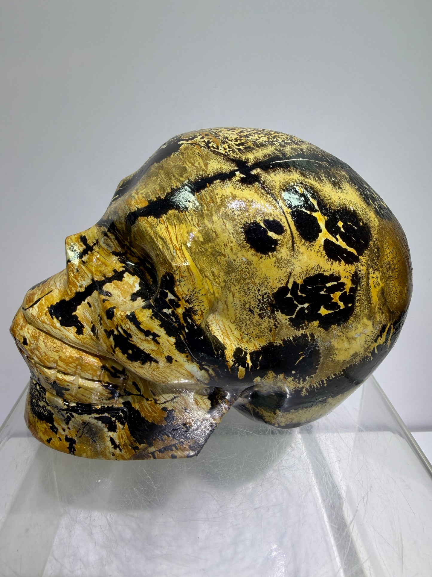 Picture Jasper Skull Carving: Amazing Large Scenic Jasper Carving. Gorgeous Color Combination And Patterns