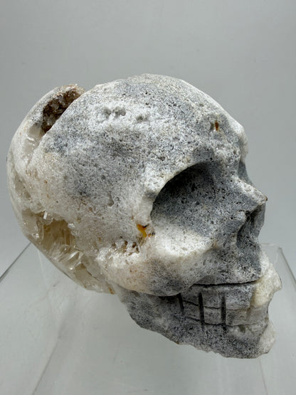 Quartz Cluster Skull Carving. Very Unique And Interesting Display Crystal