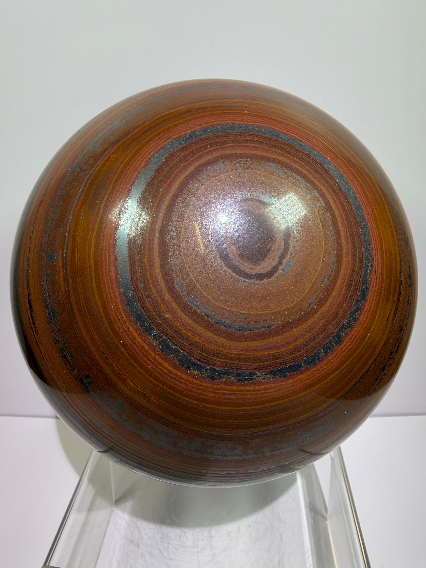 Tiger Iron Crystal Sphere. Massive 160mm, 15 lbs. Stunning High Quality Display Sphere