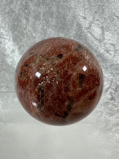 Sunstone Crystal Sphere. 76mm. Gorgeous Confetti Sunstone Sphere. High Quality Display Crystal
