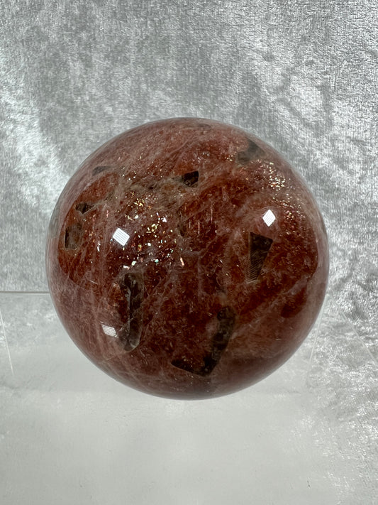 Sunstone Crystal Sphere. 76mm. Gorgeous Confetti Sunstone Sphere. High Quality Display Crystal