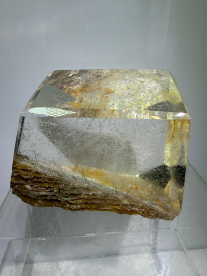 Garden Quartz Polished Freeform. Colorful Scenic Quartz With Tourmaline And Rutile From Brazil.