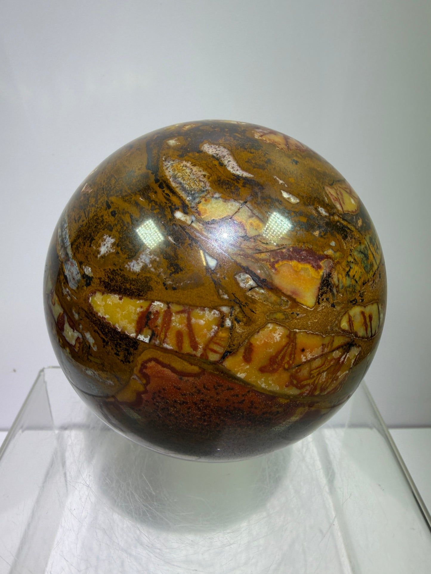 Nguni Jasper And Tiger Iron Sphere. 85mm. Stunning Combination Of Minerals From South Africa