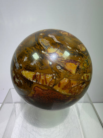 Nguni Jasper And Tiger Iron Sphere. 85mm. Stunning Combination Of Minerals From South Africa