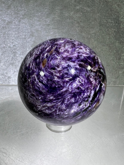 Charoite Crystal Sphere. 49mm. High Quality Beautiful Crystal. Amazing Patterns And Flash. Stunning UV Reaction.