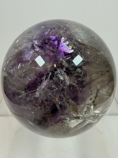 Phantom Amethyst Sphere. 74mm. Gorgeous Amethyst With Nice Rainbows. Amazing Display Sphere.