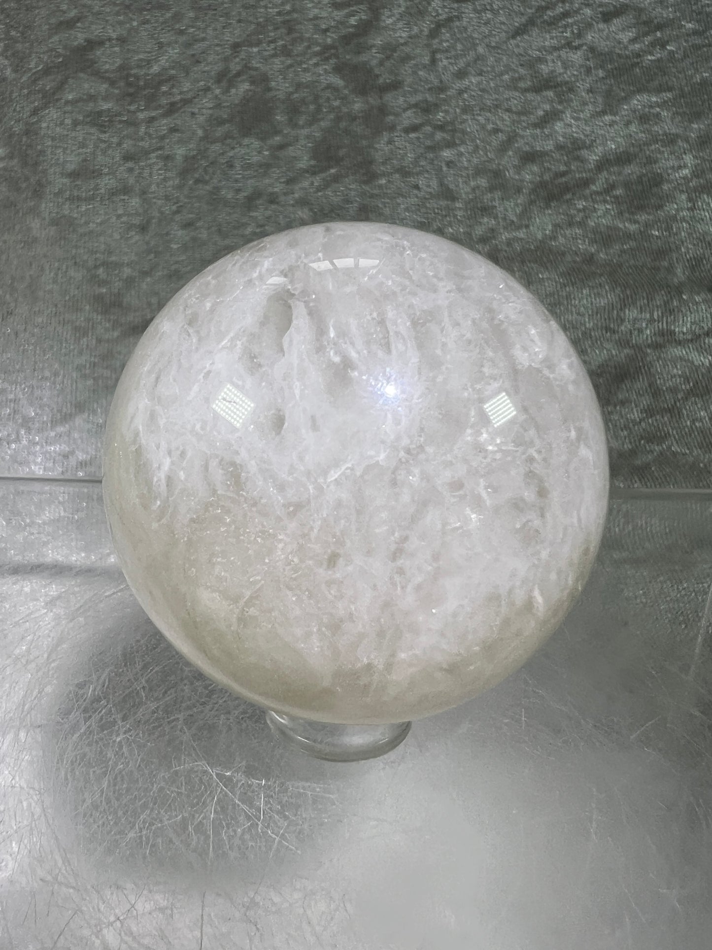 White Moonstone Crystal Sphere. Rare White Moonstone With Gorgeous Blue Flash. Nice Quality Display Sphere
