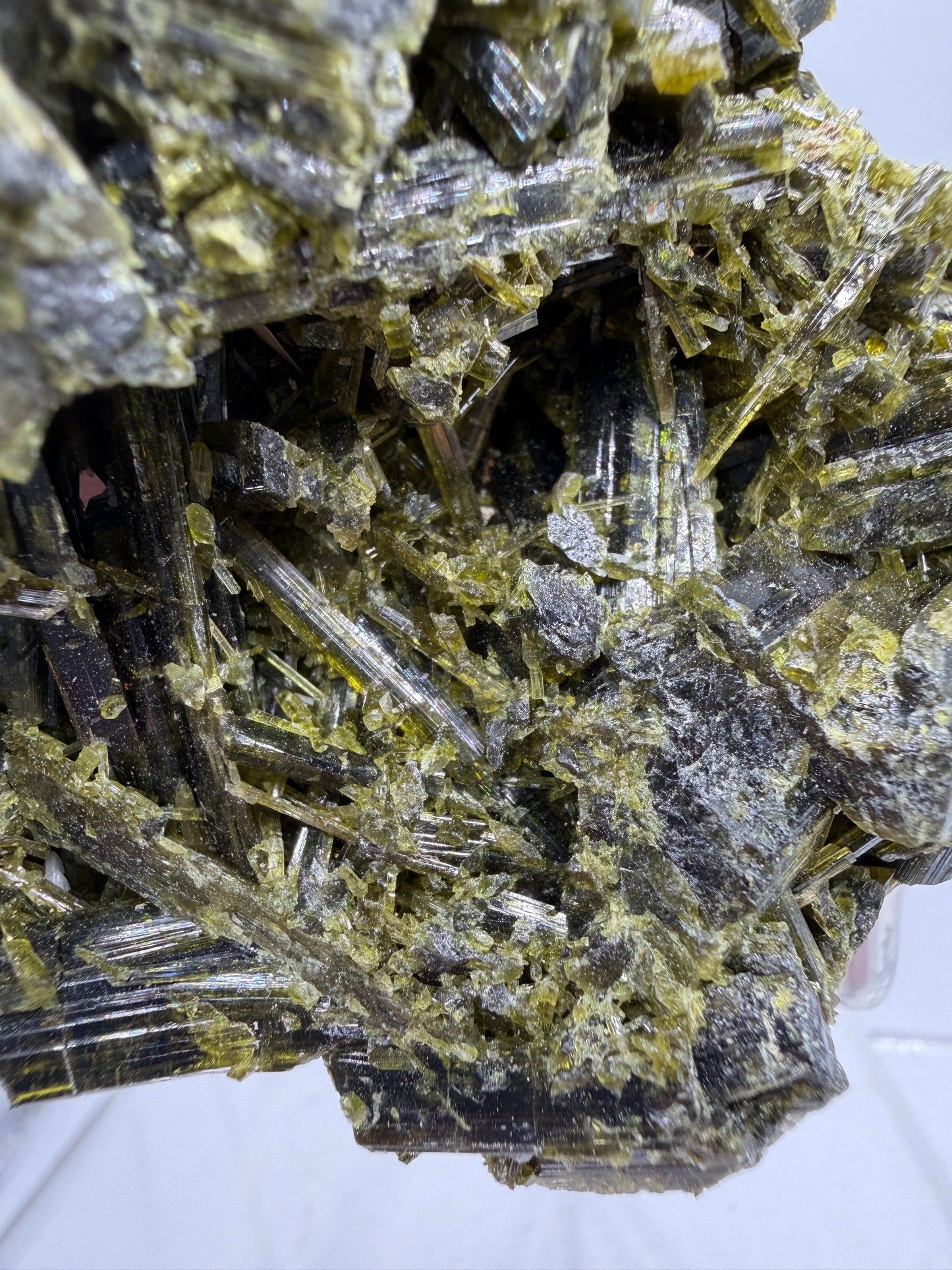 Green Tourmaline Cluster. Gorgeous Rare Tourmaline Specimen From Madagascar. Amazing Mineral Display Crystal.