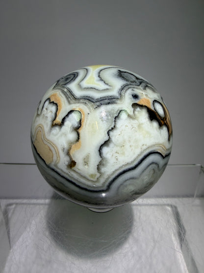 Banded Zebra Calcite Sphere. 55mm. Gorgeous Calcite Display Sphere. Rare Colors With Stunning Patterns