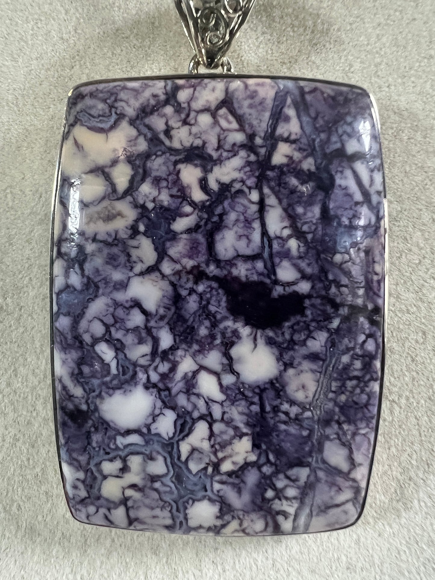 Tiffany Stone Pendant. Gorgeous Opalized Fluorite From Utah. Rare High Quality Necklace. S925 Silver Setting And Necklace