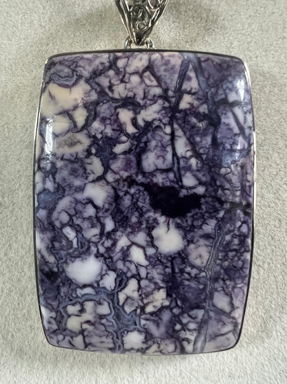 Tiffany Stone Pendant. Gorgeous Opalized Fluorite From Utah. Rare High Quality Necklace. S925 Silver Setting And Necklace