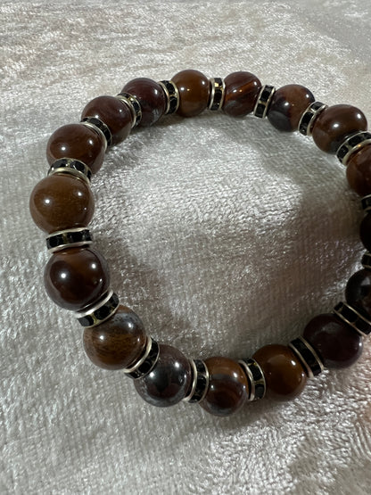 Tiger Iron Crystal Bead Bracelet. 10mm. Gorgeous Rare Crystal Bracelet With Amazing Spacers.