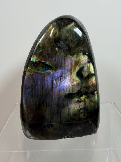 Labradorite Polished Freeform. Gorgeous Purple Rainbow Flash Spectrolite From Madagascar. High Quality Display Crystal.