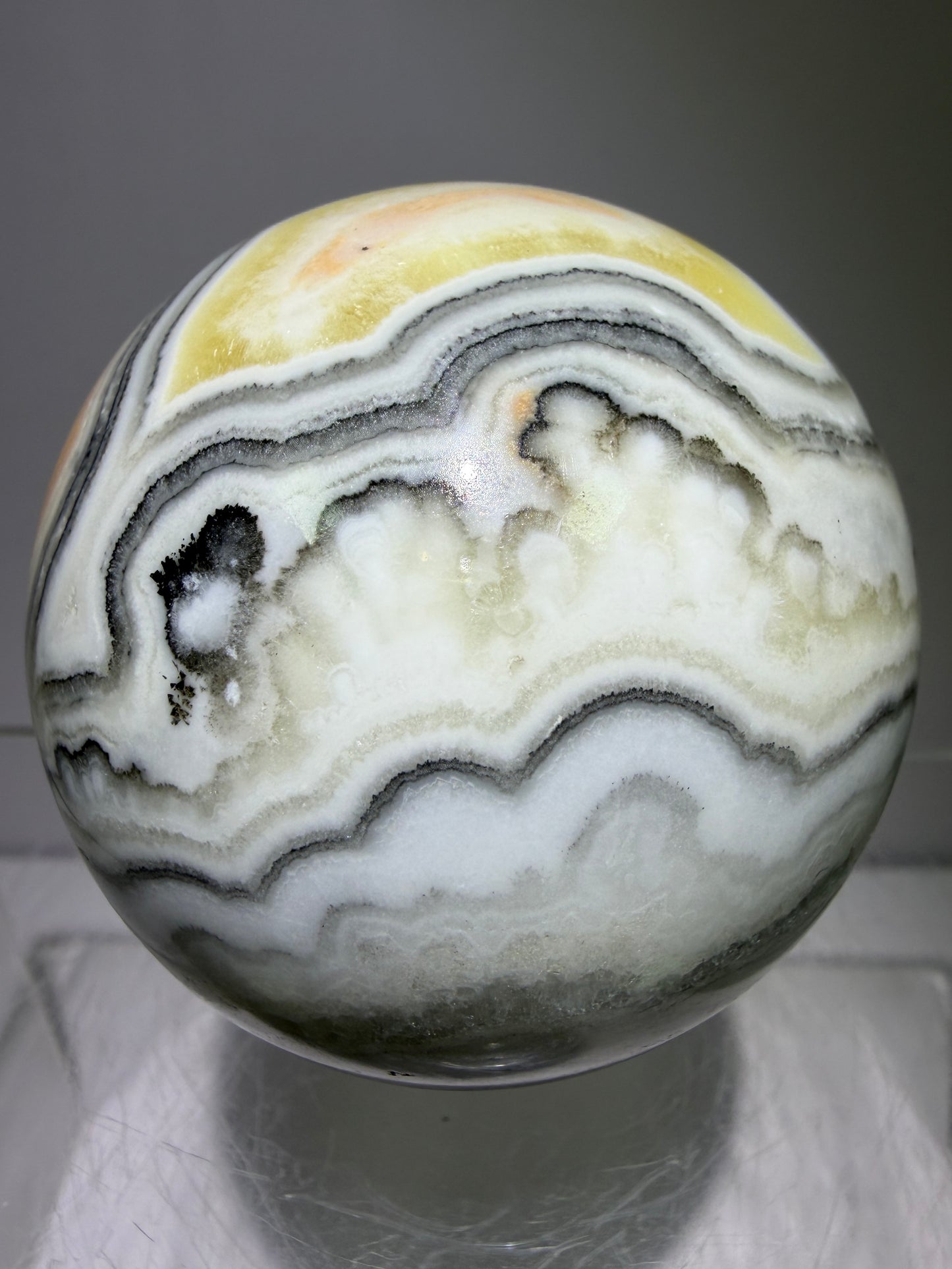 Banded Zebra Calcite Sphere. 55mm. Gorgeous Calcite Display Sphere. Rare Colors With Stunning Patterns