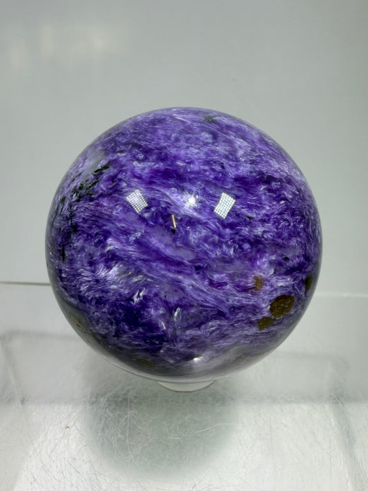 Charoite Crystal Sphere. 50mm. High Quality Beautiful Crystal. Amazing Patterns And Flash. Stunning Rare Crystal