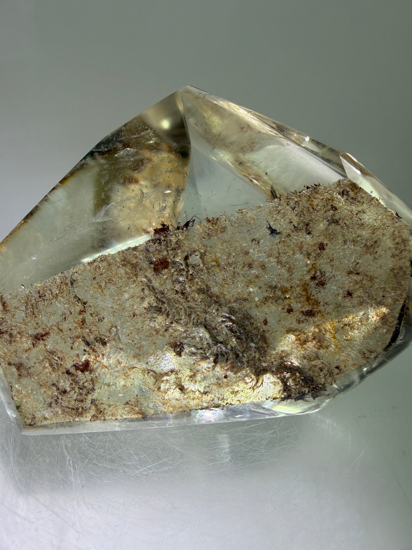 Garden Quartz Polished Freeform. Gorgeous Red And Yellow Landscape Quartz From Brazil. Very High Quality Lodolite Freeform.