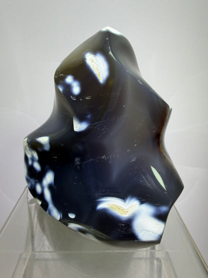 Orca Agate Freeform Flame. Very Rare And Stunning Blue Agate From Madagascar. Amazing Colors And Patterns.