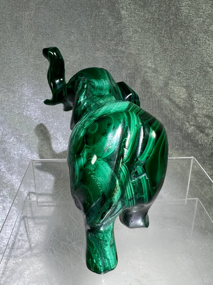 Malachite Elephant Carving From Africa. Amazing Piece Of Art For Your Collection