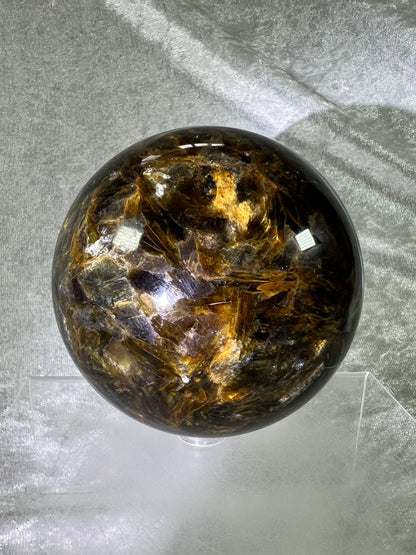 Golden Mica Sphere. Gorgeous Large Mica Display Sphere. 93mm, 2.7 lbs. High Quality With Lots Of Flash