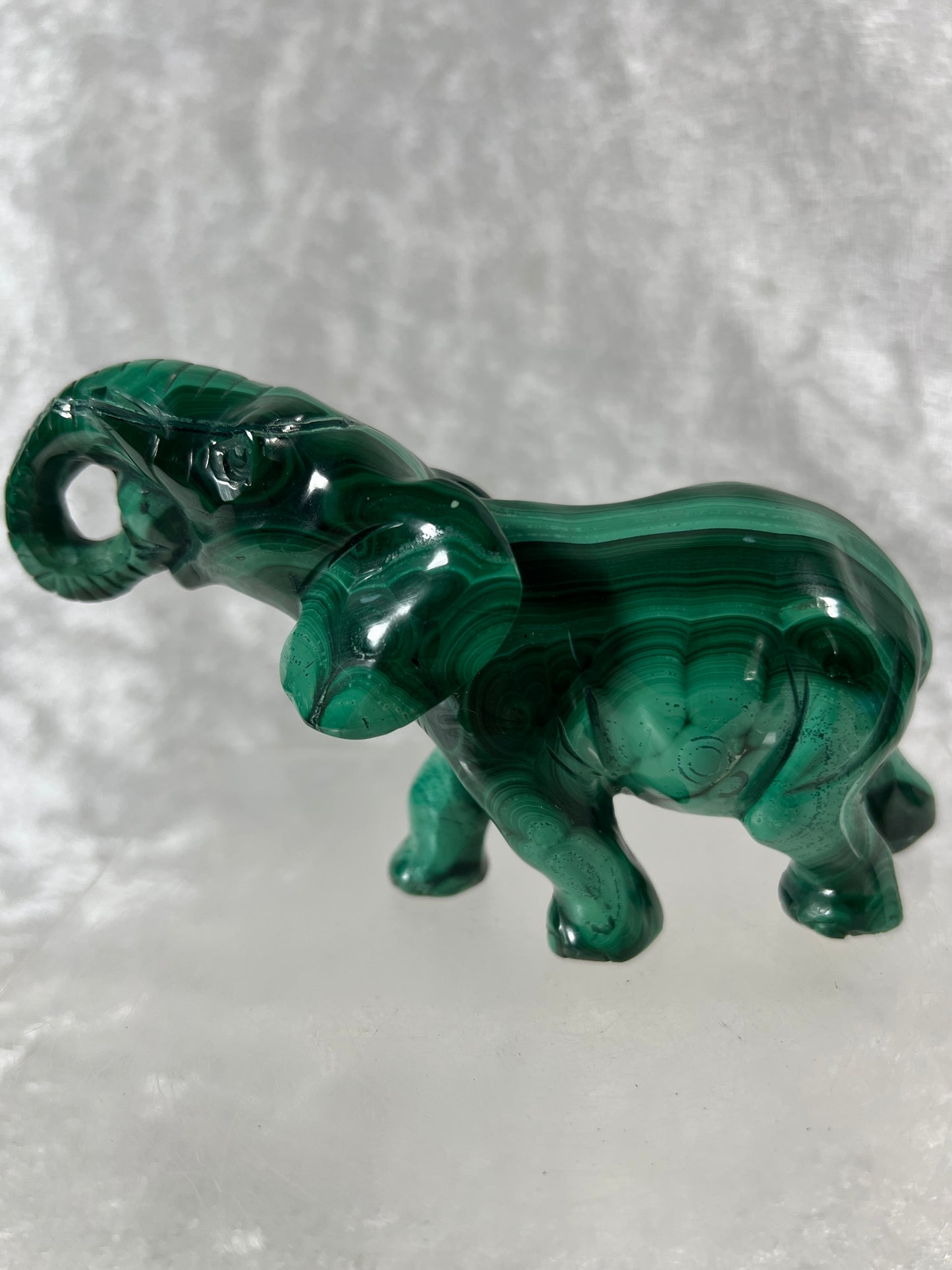 Malachite Elephant Carving From Africa. Amazing Piece Of Art For Your Collection