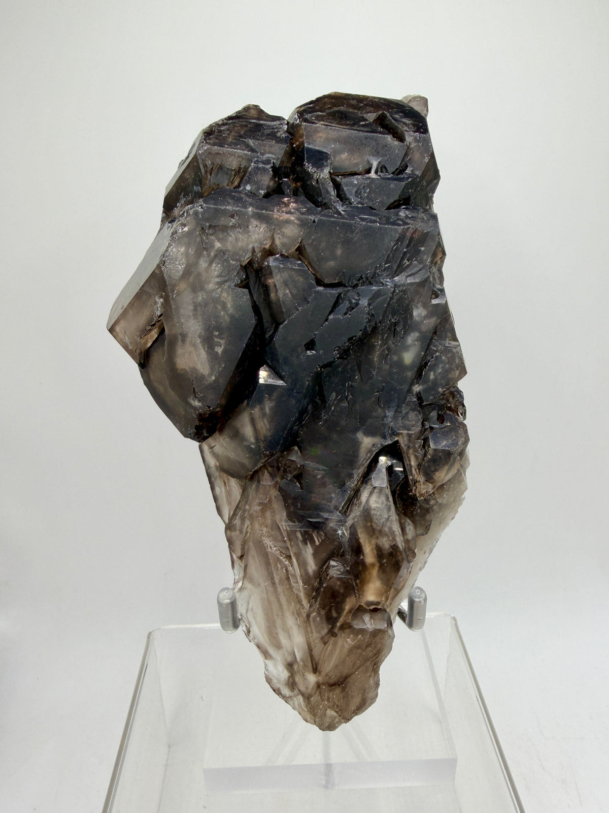 Elestial Quartz Specimen. High Quality Smoky Quartz Cluster. Amazing Colors, Excellent Windows, And Gorgeous Rainbows!