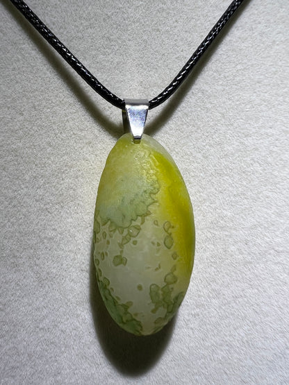 Gobi Agate Pendant. Colorful Green And Yellow Gobi Desert Agate. World Famous Rare Botryoidal Chalcedony. Very Unique Crystal Necklace!