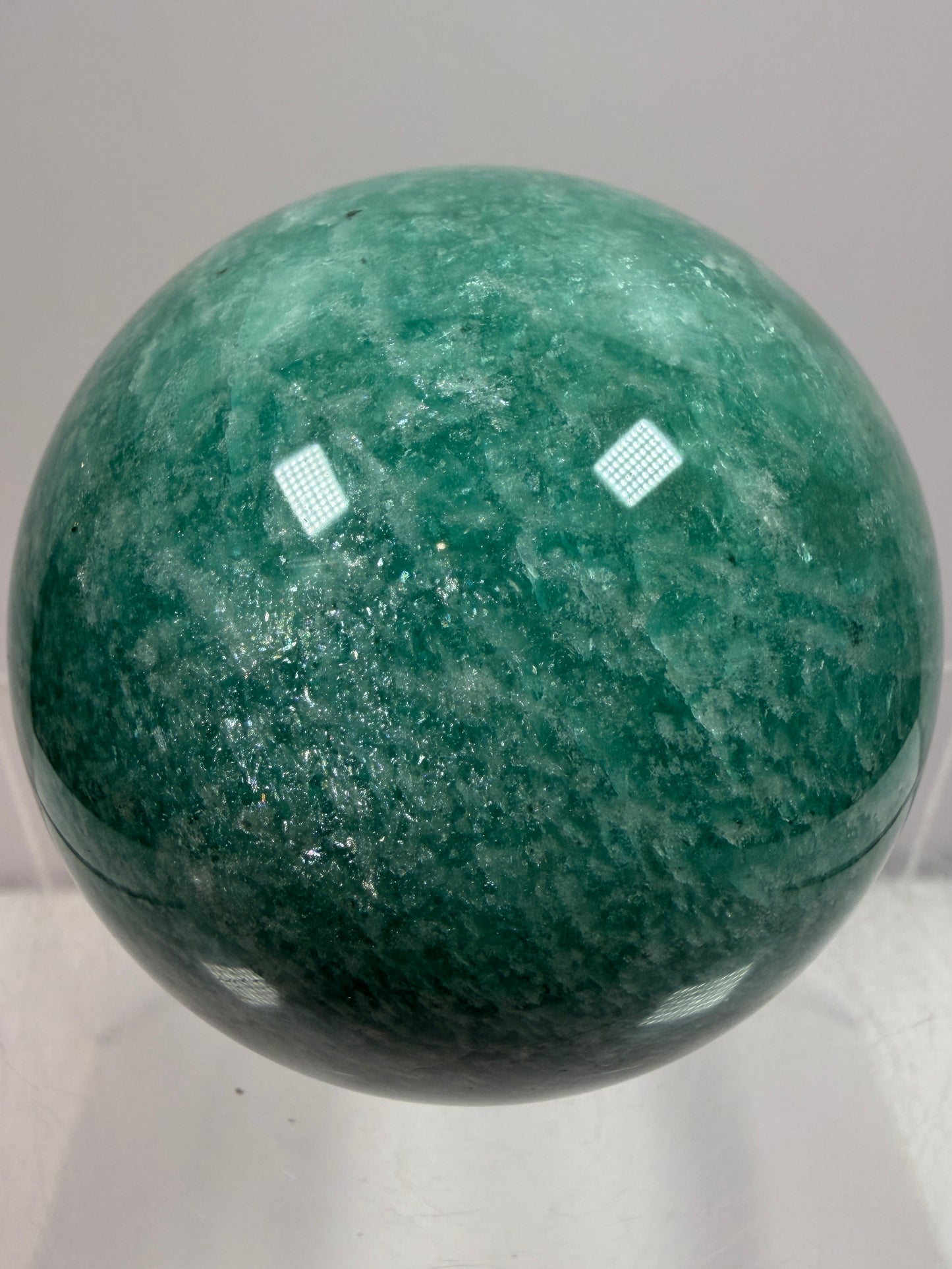 Amazonite Crystal Sphere. 60mm. Amazing Colors And Patterns. Gorgeous Flashy Display Sphere.