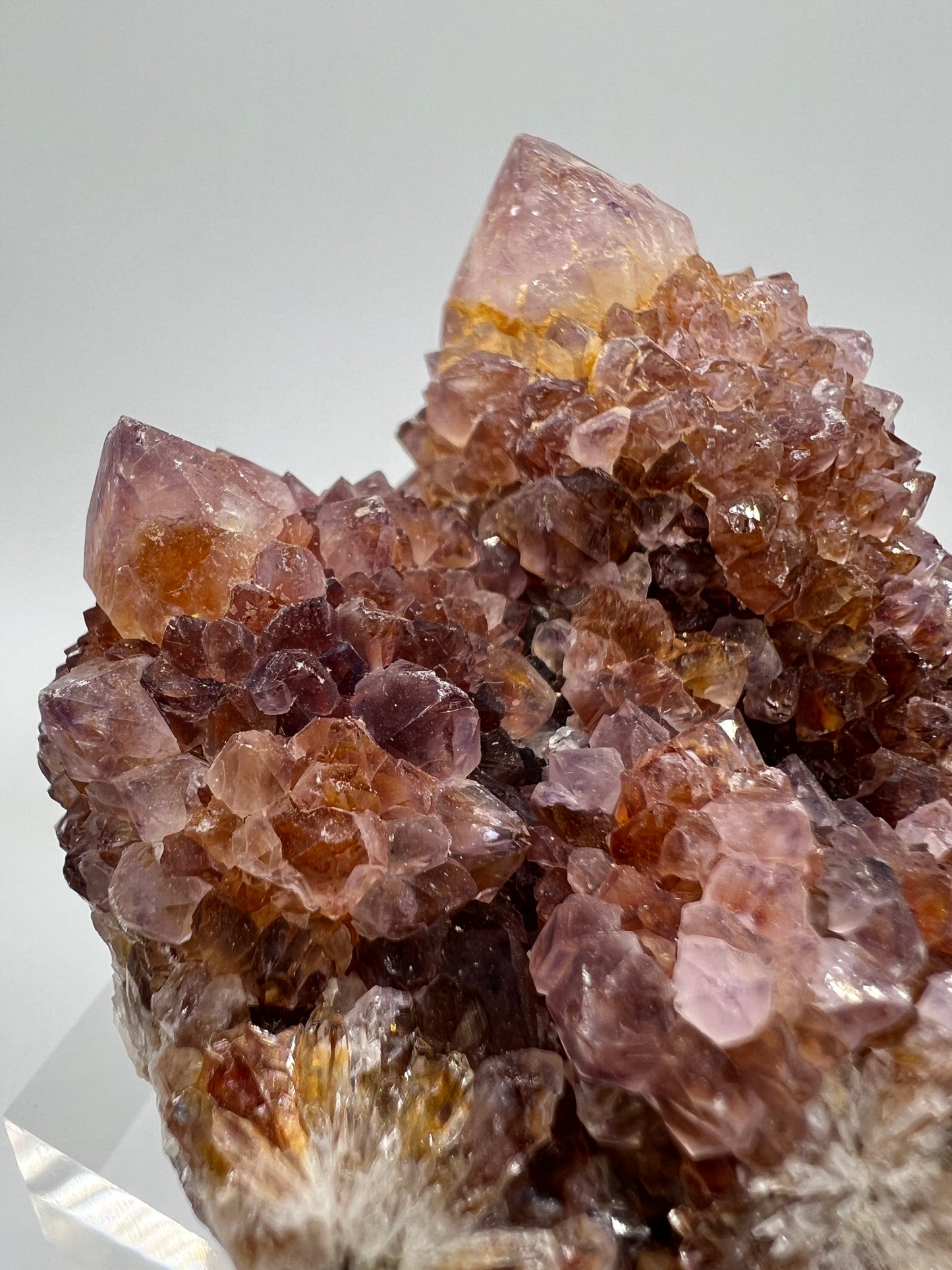 Spirit Quartz Cluster. Amazing Colors With Limonite Inclusions. Beautiful Ametrine Cactus Quartz, Fairy Quartz From South Africa.