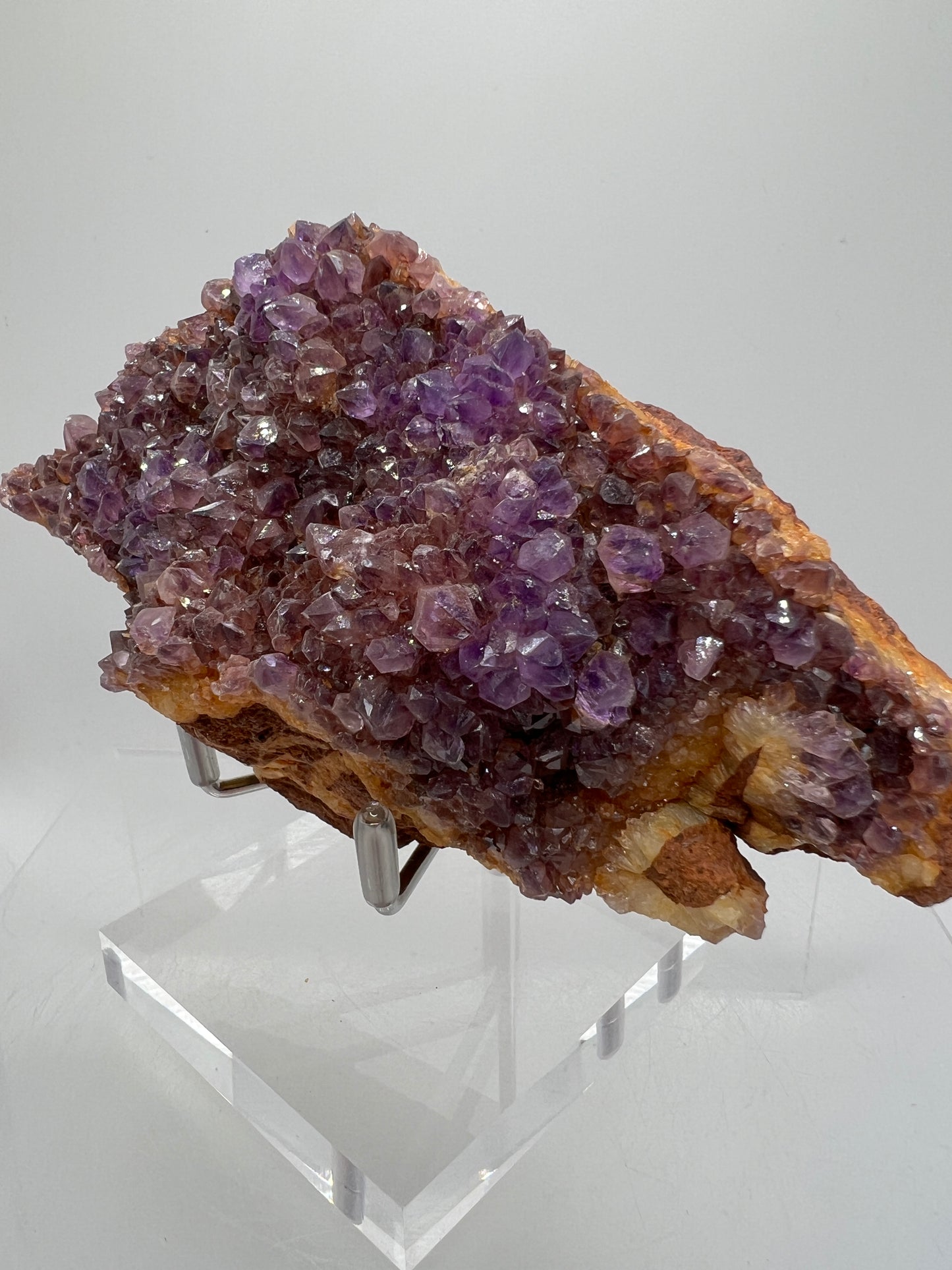 Amethystos Crystal Specimen. Gorgeous Amethyst Cluster From South Africa. Rare Deep Purple Display Crystal