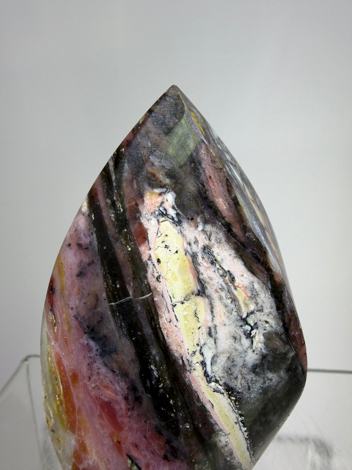 Strawberry Pink Opal Flame From Peru. Gorgeous Bright Colors And Patterns. Rare Display Crystal.