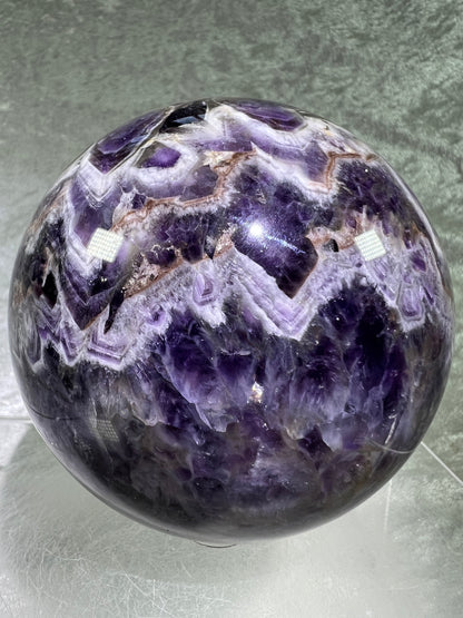Dream Amethyst Sphere. 88mm. Large Chevron Amethyst Crystal. Beautiful Colors And Patterns