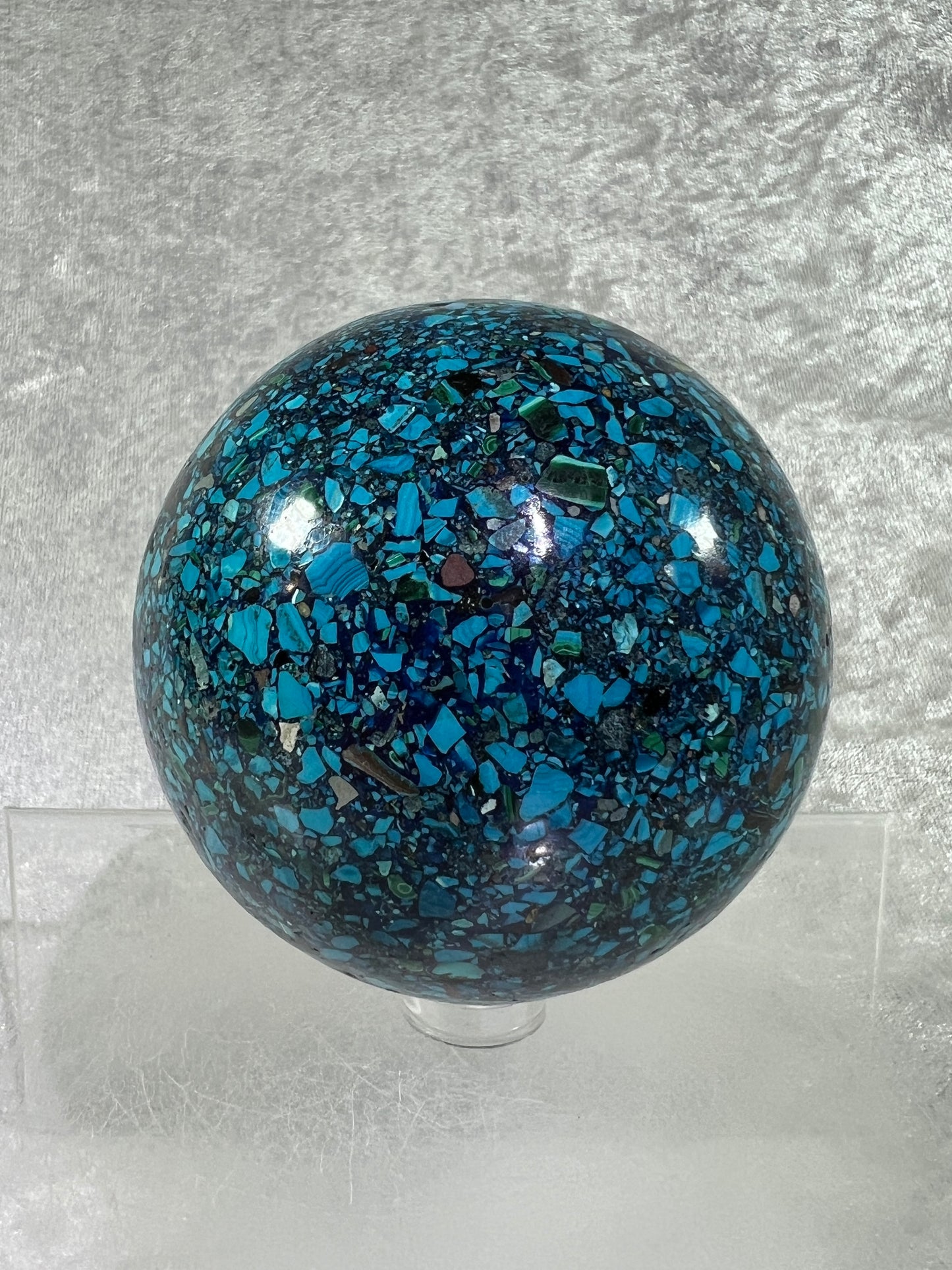Chrysocolla Conglomerate Crystal Sphere. 74mm. Gorgeous Combination Of Rare Minerals. Stunning Colors!