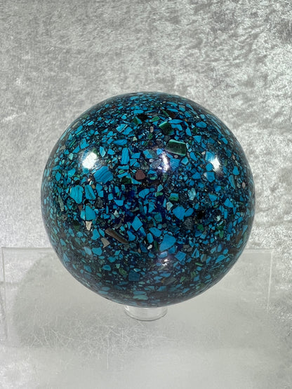 Chrysocolla Conglomerate Crystal Sphere. 74mm. Gorgeous Combination Of Rare Minerals. Stunning Colors!