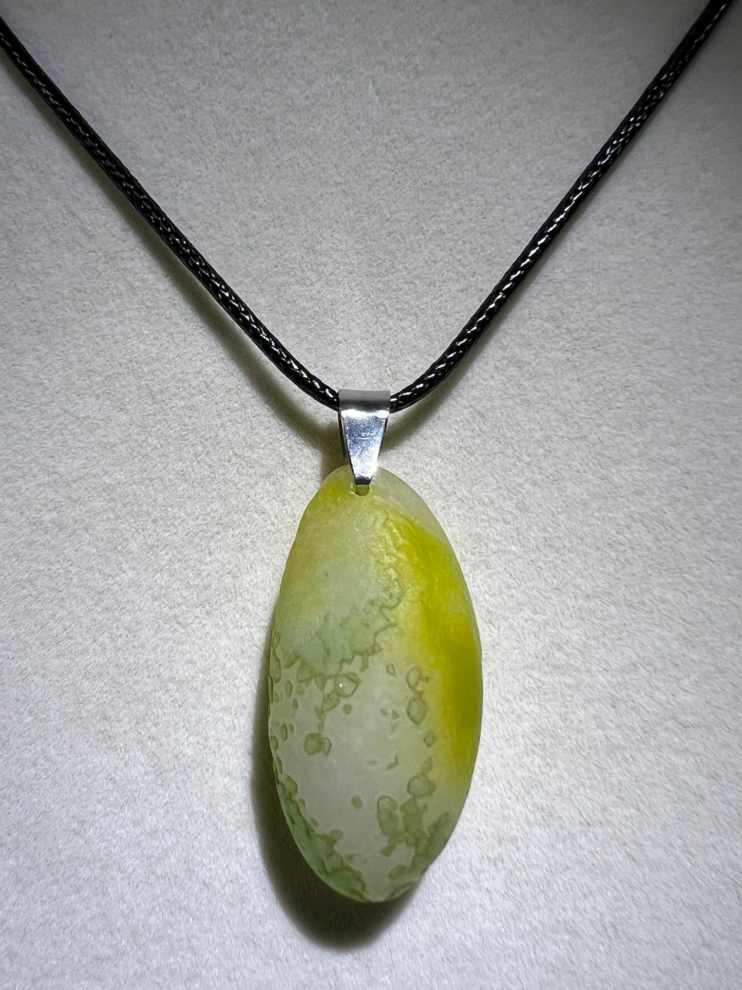Gobi Agate Pendant. Colorful Green And Yellow Gobi Desert Agate. World Famous Rare Botryoidal Chalcedony. Very Unique Crystal Necklace!