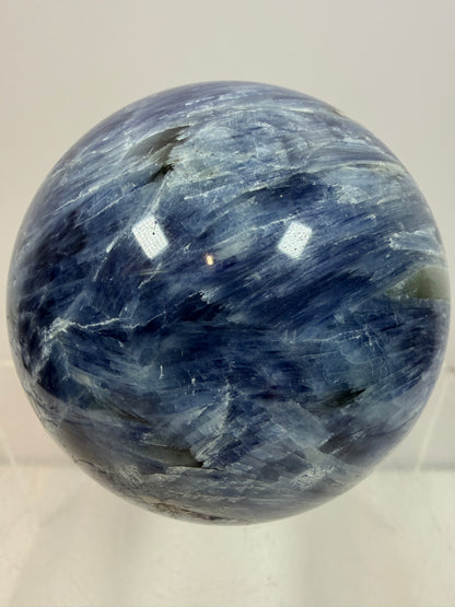 Kyanite Crystal Sphere. 60mm. Amazing Blue Kyanite Display Sphere. Rare Crystal With Stunning Flash