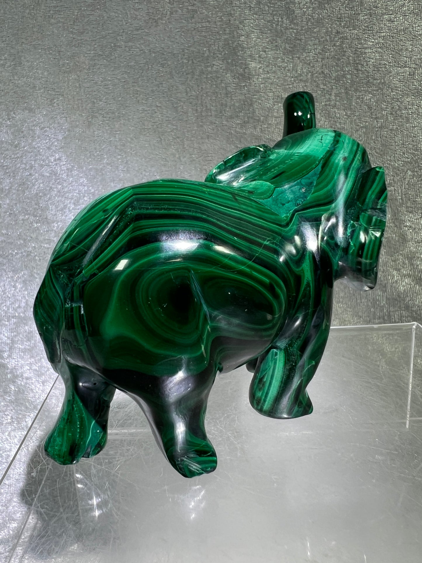 Malachite Elephant Carving From Africa. Amazing Piece Of Art For Your Collection