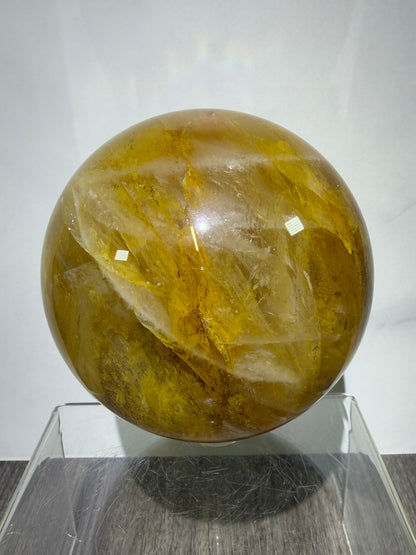 Dendritic Golden Healer Sphere. Large Display Sphere. 85mm. High Quality With Amazing Dendritic Inclusions.
