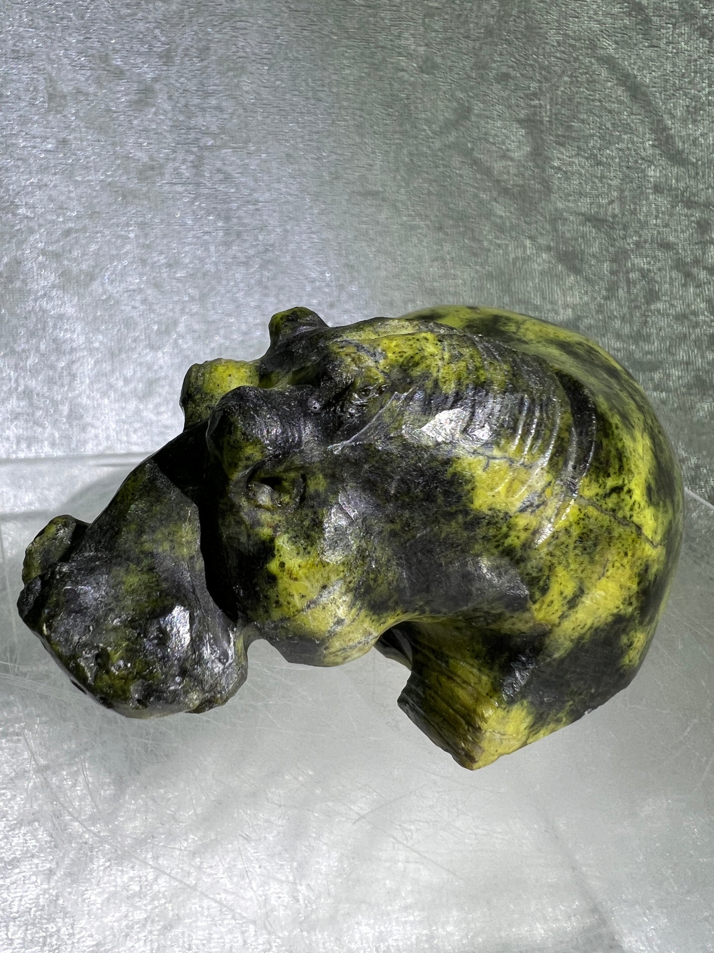 Leopard Stone Hippo Carving. Amazing Crystal Art From Zimbabwe. Incredible Collectors Piece.