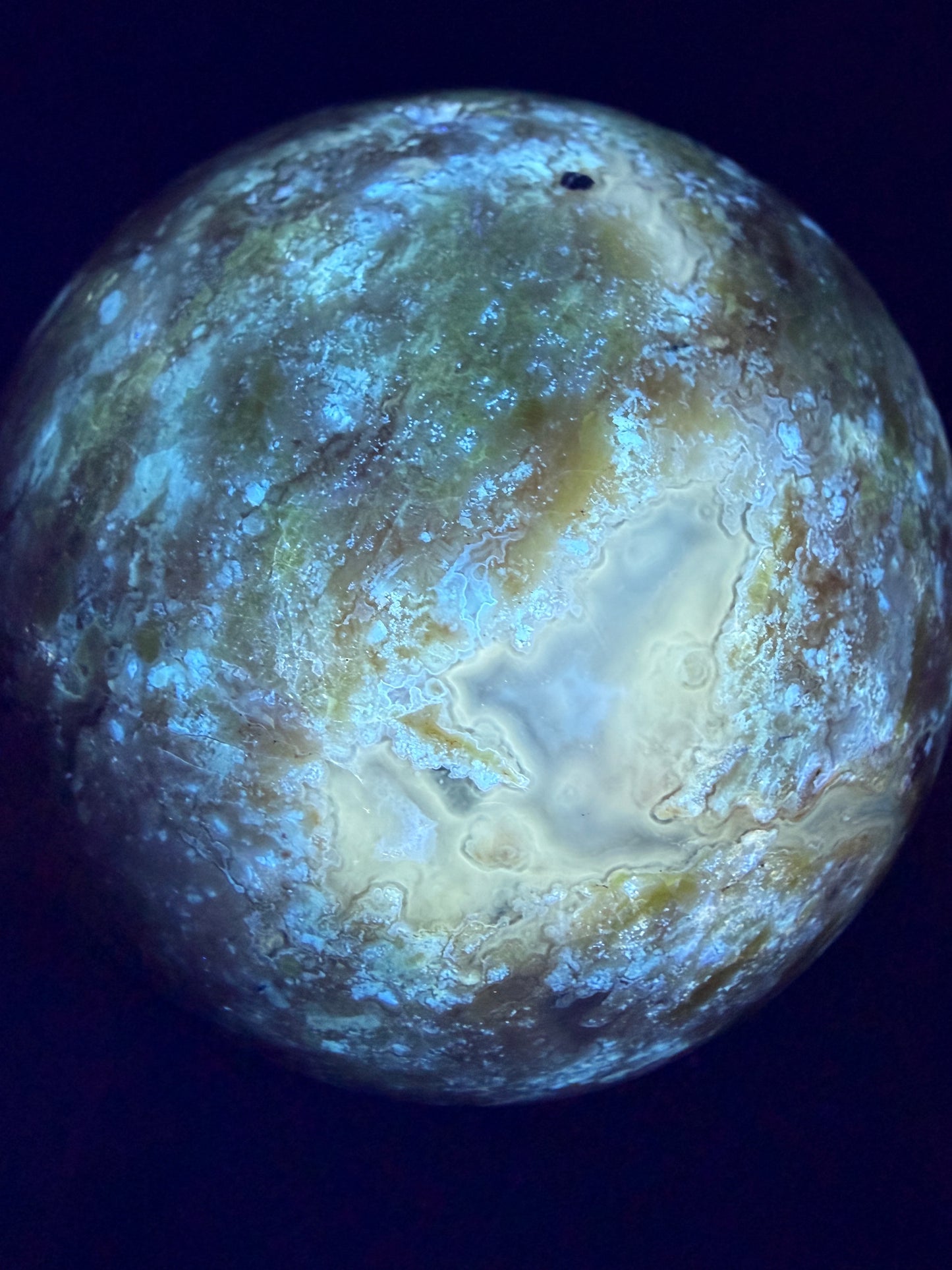Green Opal Sphere From Madagascar. 62mm. Gorgeous Shades Of Green. Beautiful Display Crystal.