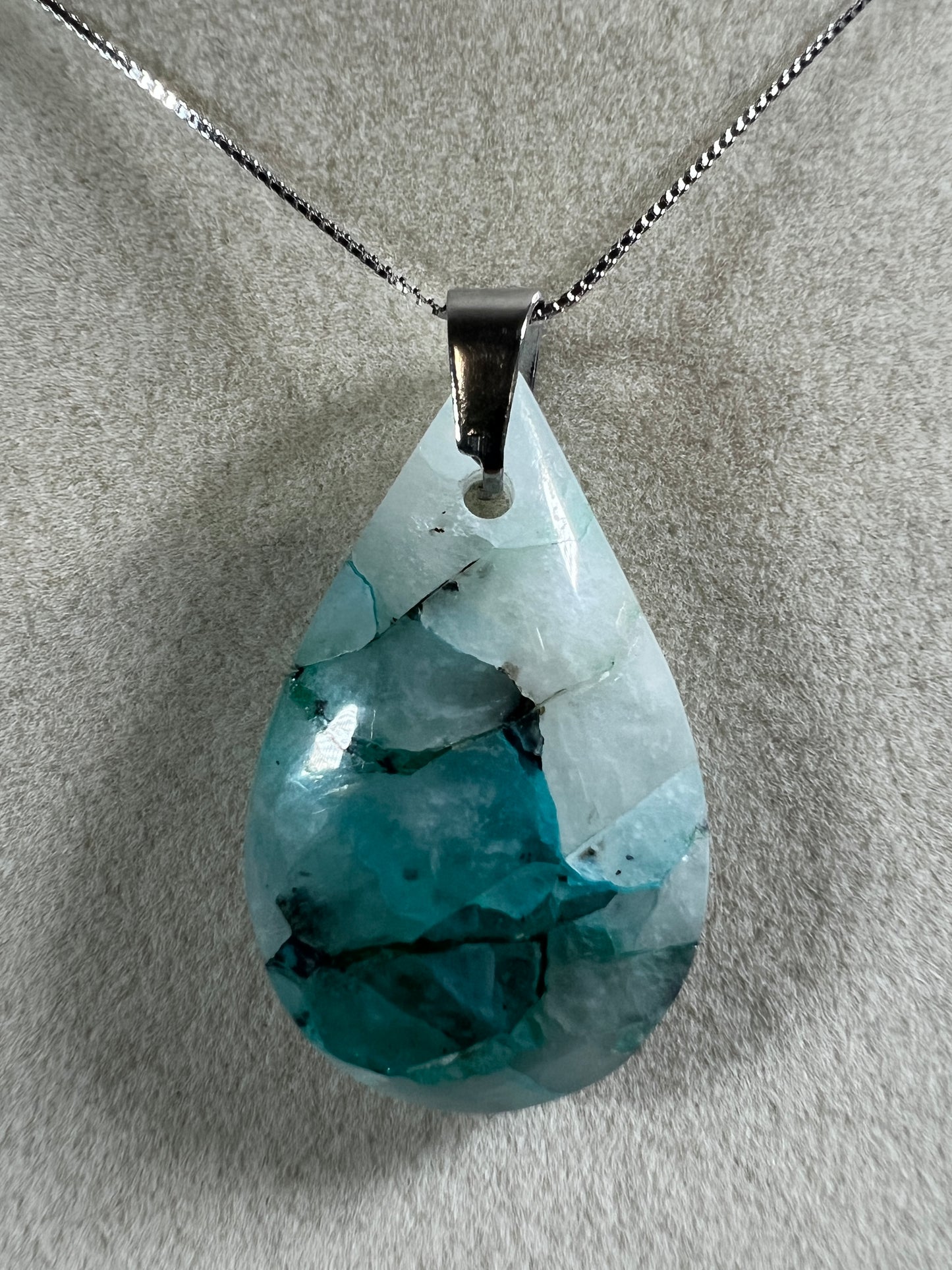 Quantum Quattro Crystal Pendant. High Quality Rare Necklace From Peru. Gorgeous Color Combination. S925 Silver Necklace Included