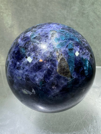 Iolite Crystal Sphere. 62mm. Beautiful Rare Water Sapphire From Madagascar. Amazing Rare Cordierite Display Sphere.
