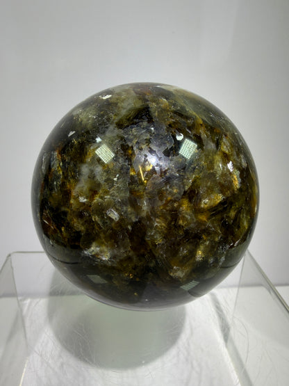 Golden Mica Sphere. 74mm. Rare Mica Display Sphere. High Quality With Lots Of Flash