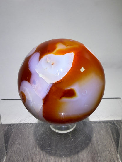 Carnelian Agate Sphere. Beautiful Colors And Patterns